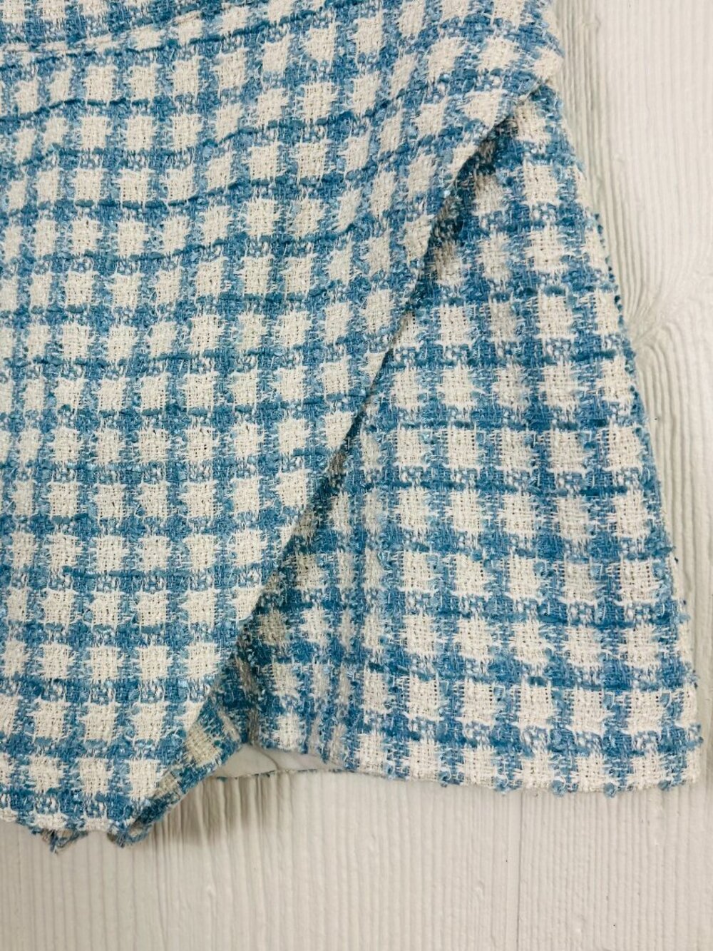 Jason Wu Tweed Skirt Set Blue Plaid Jacket & Mini Skirt Designer Luxe Size 10 - Picture 5 of 9